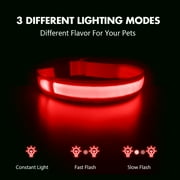 MASBRILL Flashing Light LED Dog Collars Waterproof with Rechargeable Adjustable Glowing Flash Dog Collar Night Safety Light up Dog Collar for Small/Medium/Large Dog Collar Red-S